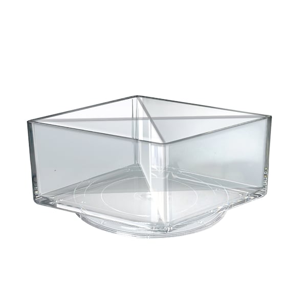 Clear Square 4 Compartment Spinning Desk Organizer 8"W x 8"D x 4"H, PK2